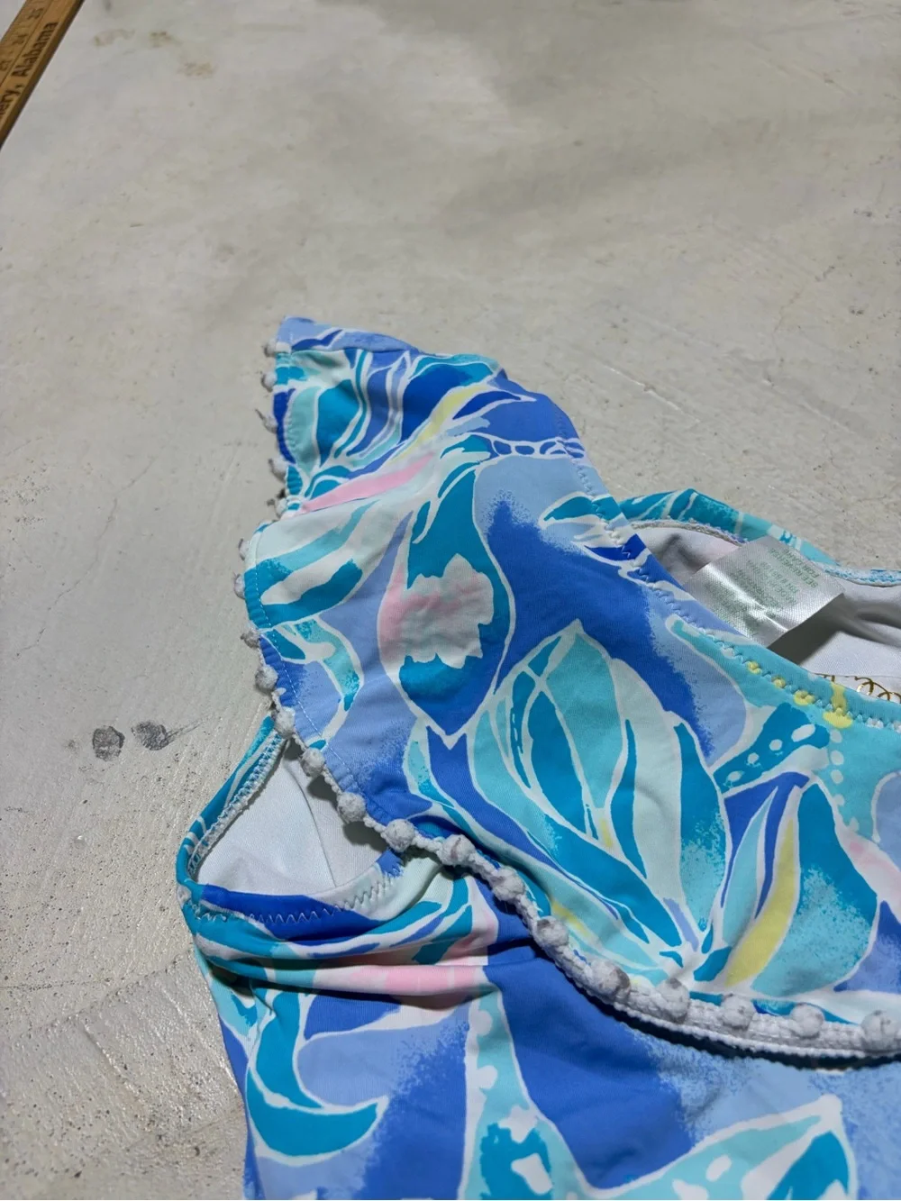 Lilly Pulitzer blue Floral One-Shoulder Swim Suit 8